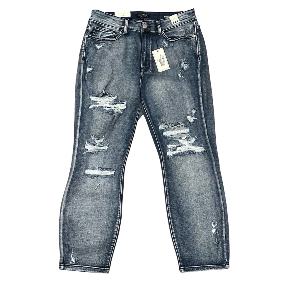 Judy Blue Mary Lou Vintage Hi-Rise Stretch Destroyed Boyfriend Jeans Size 16W